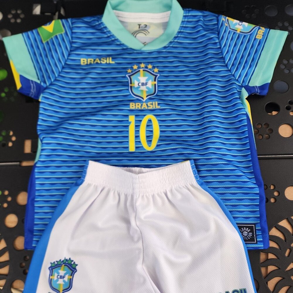 Kids Set Brazil 🇧🇷 Away Stadium 2024 Neymar Jr #10
